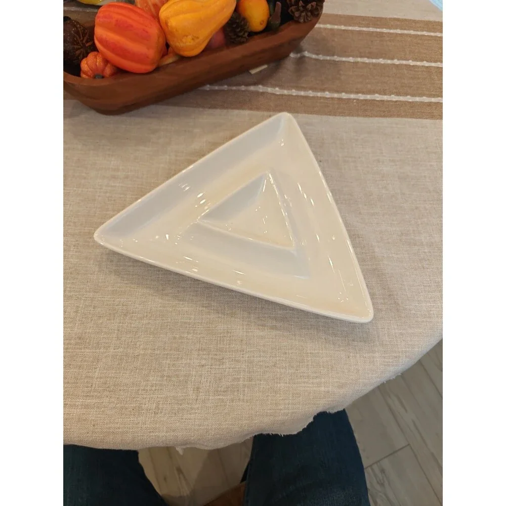 Pfaltzgraff Triangle White Dip Tray Mid Century Modern Perfect Serving Dish